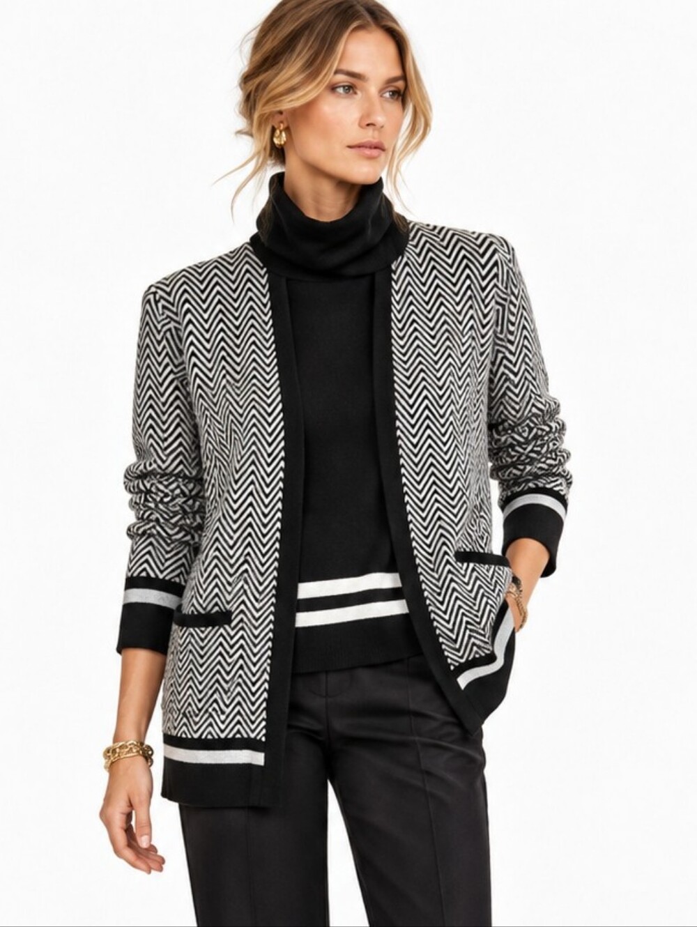 Emproved Sweater Set Cardigan And Knit Tank  Gray and Black